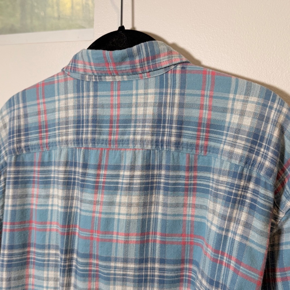 Faherty Cotton Flannel Button Down Collared Mens Shirt (XXL) Blue Lightweight - Picture 9 of 11
